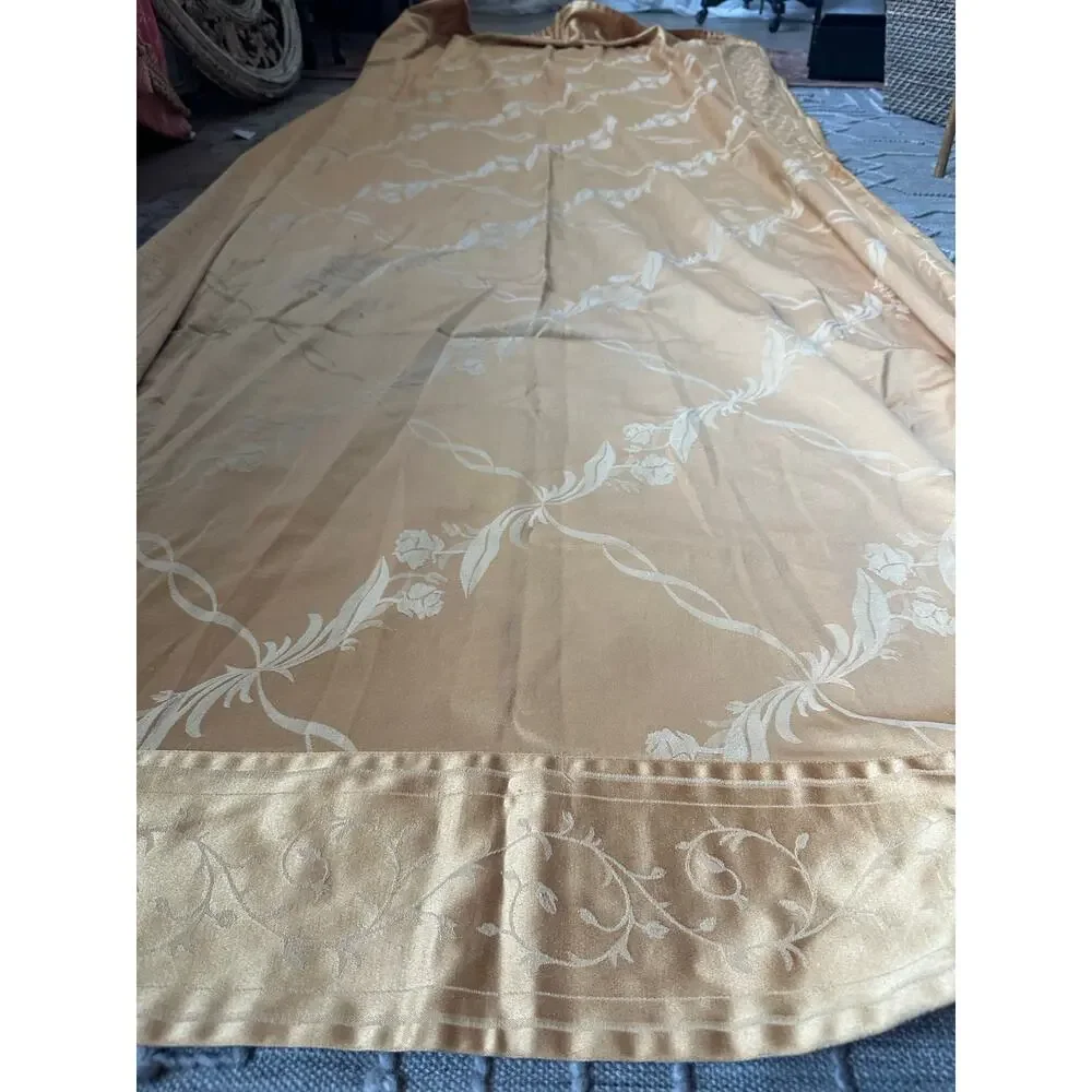 Tablecloth Jacquard 114x60” gold floral damask luxury